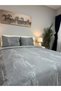 Tree Jacquard Satin 200 TC 4-Piece Duvet Cover Set, Gray - 2