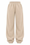 Beige Elastic Waist Jogger Sweatpants with Pockets