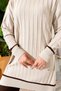 Striped Detail Knit Tunic - 3402 - Cream - 3