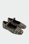 Atrıa Black Tweed Mary Janes Women's Ballet Flats with Buckle Detail - 3