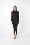Top Lace Bottom Sandy Fabric Dress - Black