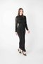 Top Lace Bottom Sandy Fabric Dress - Black - 3