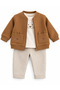 Boys' Jacket, Embroidered T-Shirt, and Striped Pants 3-Piece Set - 2