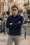 Men's Premium Navy Blue Transitional Jacket with Cashmere Buttons - 5