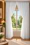 1/3 Closely Pleated Chiffon Linen Rain-Print Double-Panel Double-Breasted Sheer Curtain, Wrinkle-Resistant, Comes with a Rope