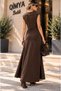 4s women women's degaje collar unlined no-neckline long suede dress - 4