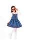 Girls' Denim Overalls Set with Cherry Embroidery, 2-Piece Set: White Blouse and Denim Overalls. - 2