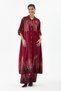 Women's Burgundy Italian 100% Cotton Velvet Zebra-Print Shirt Dress with Pants Velvet Set, Sizes 38–44
