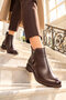 Women's Coffee-Colored Fleece-Lined Ankle Boots with Non-Slip Soles - 2