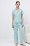 V-Neck Closure Rubberized Water Green Pajama Set - 6
