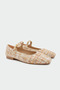 Atrıa Nude Tweed Mary Janes Women's Ballet Flats with Buckle Detail
