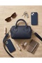 Dark Navy Matte-Textured Mini Hand and Shoulder Bag for Women—Zippered Casual-Chic Bag 19 GEN01 - 3