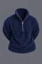 Men’s Mock Neck Half-Zip Winter Navy Blue Fleece Sweatshirt - 3