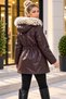 Women's Faux Leather Jacket with Hood and Fleece-Lined Insulation - DR016 - 4