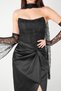 Lace Top and Satin Bottom Fabric Design Evening Dress - Black - 4
