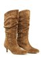 Genuine Suede Leather Women's Short-Heeled Tobacco-Colored Boots - ZB103 - 2