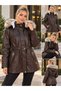 Women's Faux Leather Jacket with Hood and Fleece-Lined Insulation - DR016 - 5