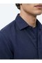 Navy Blue Solid Regular Fit Long-Sleeve Woven Casual Cotton Blend Shirt 10143029-200 - 3