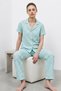 V-Neck Closure Rubberized Water Green Pajama Set - 5