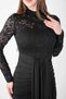 Top Lace Bottom Sandy Fabric Dress - Black - 4