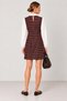 Women's White Shirt with Burgundy Pattern, Shirt Collar, Long-Sleeved Mini Dress, Stylish - - 3