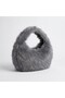 Gray Plush Women's Clutch Bag, Soft-Fur-Lined Mini Shoulder Bag GEN01 - 3