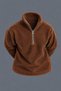 Men’s Mock Neck Half-Zip Winter Brown Fleece Sweatshirt - 3