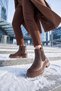 Coffee-Colored Women's Chelsea Boots with Thick Soles and Side Elastic Bands 418111 - 2