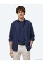 Navy Blue Solid Regular Fit Long-Sleeve Woven Casual Cotton Blend Shirt 10143029-200 - 4