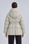 High Collar Goose Feather Coat Beige - 4