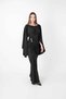Sandy Fabric Dress with Drawstring Detail - Black - 3