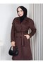 Suede Fabric Buttoned Women's Trench Coat - 7