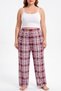 Women's Battal Size Pajama Bottoms, 2-Piece Set, Burgundy and Navy Blue Plaid - 2