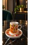 Set of 2 Porcelain Turkish Coffee Cups, Fall Squirrel Pattern, 90 ml