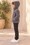 Fluffy Gray Plush Jacket with Snap-Fastened Design - 2