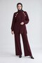 Gold Accessory Detail Detailed Knit Two-Piece Set in Dark Burgundy