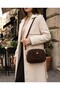 Women's Brown Nubuck Shoulder Bag with 3 Compartments and Gold Accents—Casual Crisscross Straps Bag GEN01 - 3