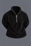 Men’s Mock Neck Half-Zip Winter Black Fleece Sweatshirt - 3