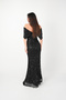 Beaded Lace Fabric Boat Neck Evening Dress - Black - 5