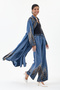 Women's Blue Italian 100% Cotton Velvet Zebra-Print Shirt Dress with Pants Velvet Set, Sizes 38–44 - 2