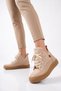Women's Beige Accessorized Lace-Up Sneaker Boot 669267 - 3