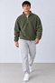Men's Oversized Khaki Fleece with Half-Zip and Long Sleeves - 3