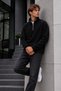 Men's Zip-Up Mock Neck Fleece-Lined Sweatshirt, Black - 2