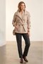 Mock Neck Coat with Belt—Taupe Color VİZON - 3