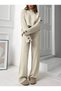 Women's Knitwear Set with Button Detail on the Sleeve and Slit on the Sweater - 4