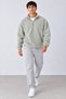Men's Oversized Long-Sleeved Gray Fleece with Half-Zip - 3