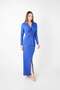 Modal Stone Fabric Dress with Knot Detail - Saks Blue - 3
