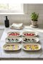 Handmade 15x7 cm Set of 6 Ceramic Breakfast Sauce Dishes and Cookie Dishes in a Boat Shape