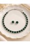 Gold-Colored Zircon Stone Evening Gown Necklace and Earring Set - 2
