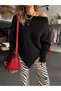 Women's Black Asymmetrical Cut Sweater - 2